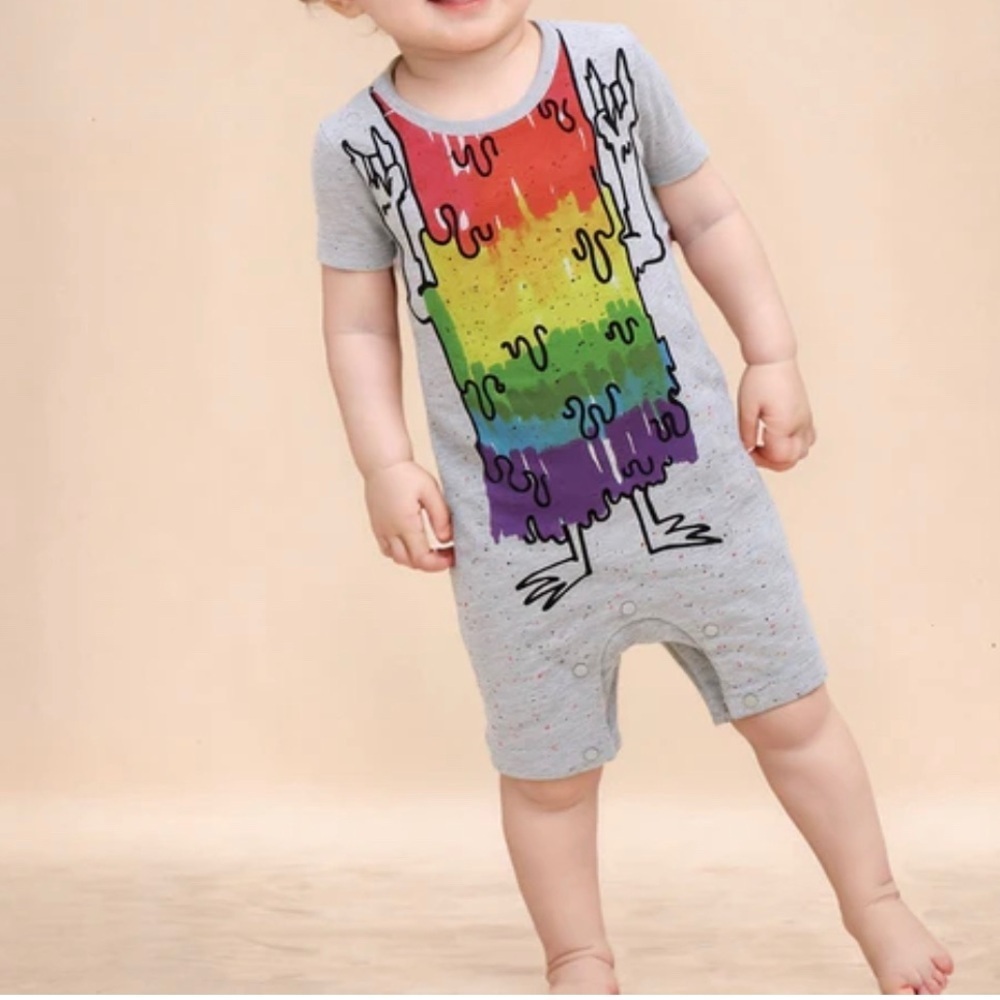 Stella McCartney Kids Gray Rainbow One Piece